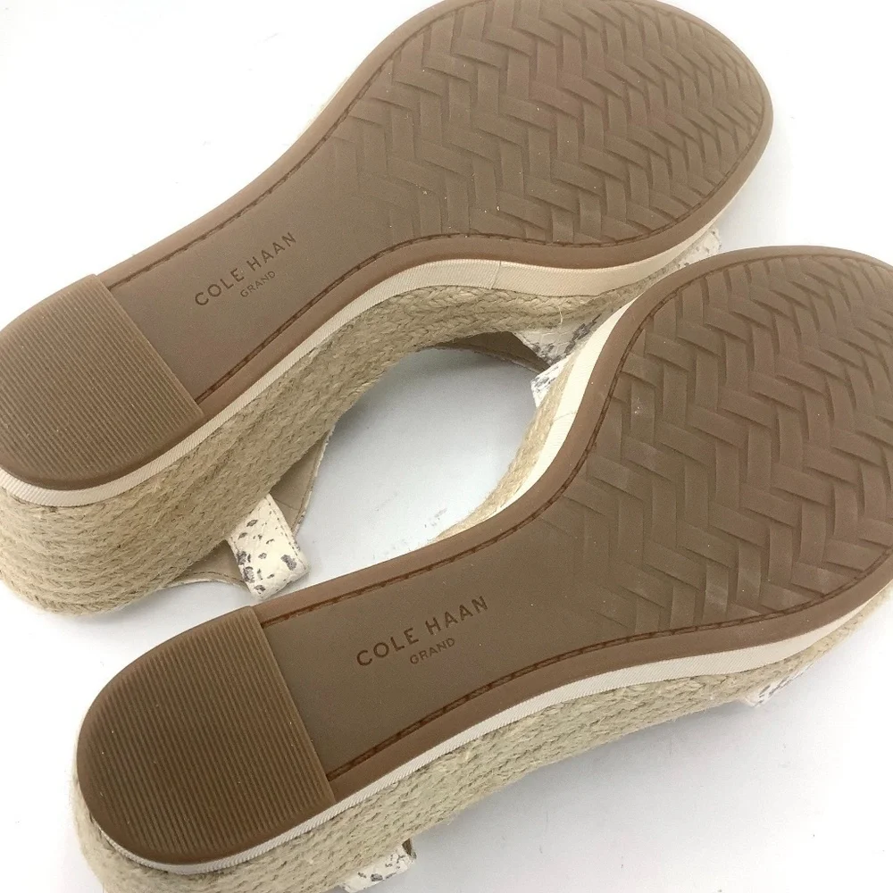 NEW Cole Haan Cloudfeel Embossed Leather Snakeskin Wedge Sandals‎